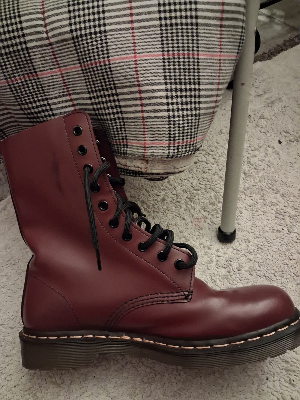 Dr. Martens Burgundy Lace-Up Leather Combat Boot